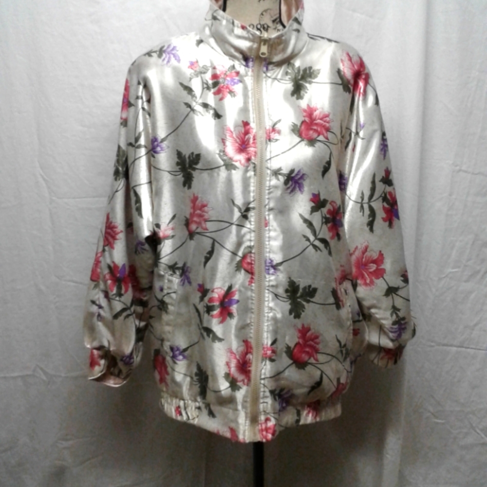 Vintage 80's Grandmacore Satin Reversible jacket shimmering Pink & Purple Spring